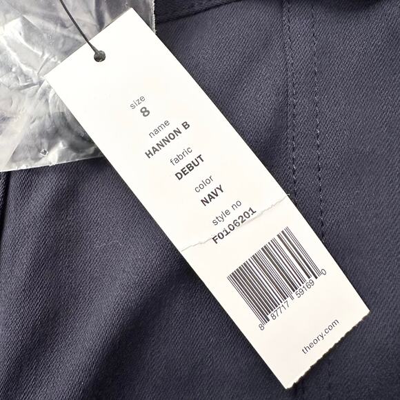 Theory NWT Navy Blue Dressy Hannon B Debut Cargo Ankle Cropped Trouser Pants 8 - Picture 5 of 7